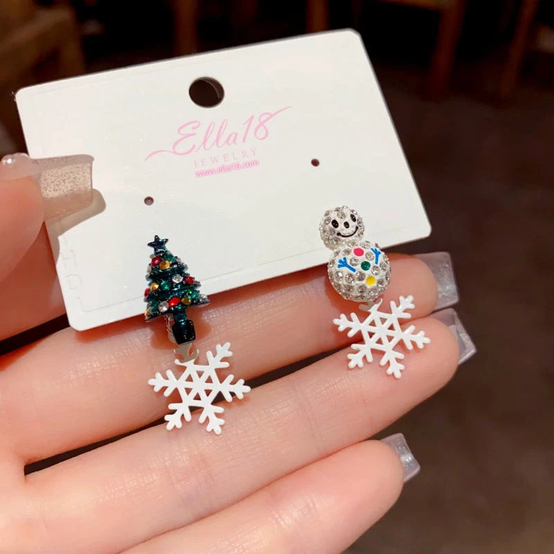 Close-up detail of the sparkling zircons and plating on the Christmas Dangle Earrings