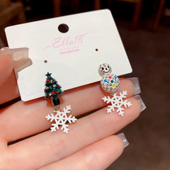 Close-up detail of the sparkling zircons and plating on the Christmas Dangle Earrings