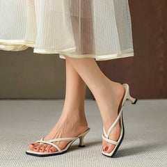Square Toe Thong High Heel Sandals - high quality Thong High Heel Sandals