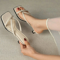 The versatile Square Toe Thong High Heel Sandals, perfect for daily use or special occasions