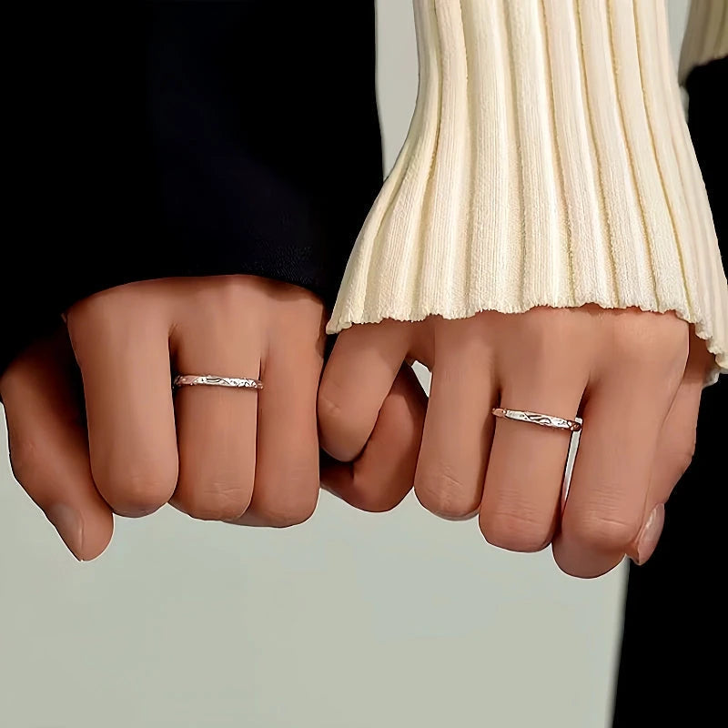 Sterling Silver Adjustable Candy Paper Couple Rings - stunning Couple Rings