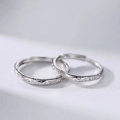 Top-down view of the sparkling Sterling Silver Adjustable Candy Paper Couple Rings