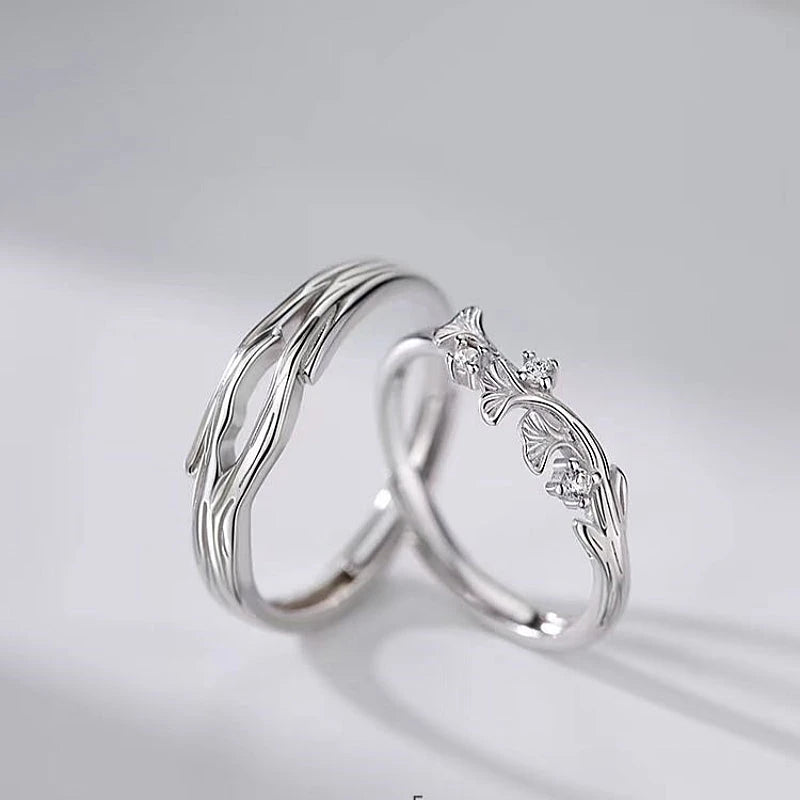 Sterling Silver Adjustable Couple Rings worn on the hand to show its beautiful fit and design