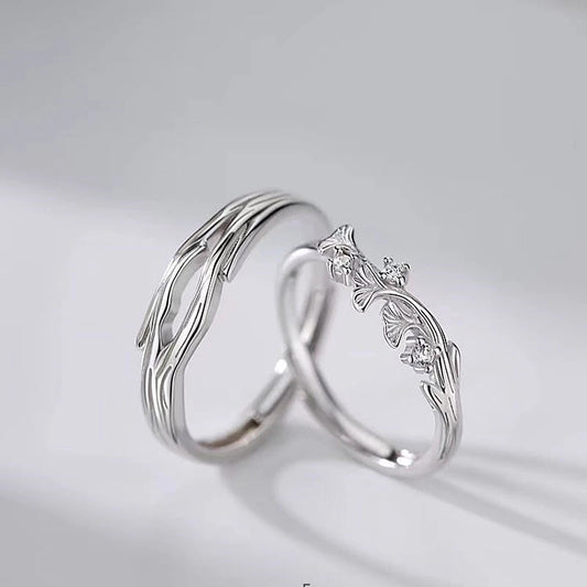 Sterling Silver Adjustable Couple Rings worn on the hand to show its beautiful fit and design