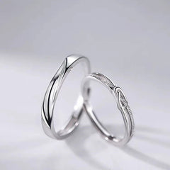 Sterling Silver Adjustable Couple Rings worn on the hand to show its beautiful fit and design