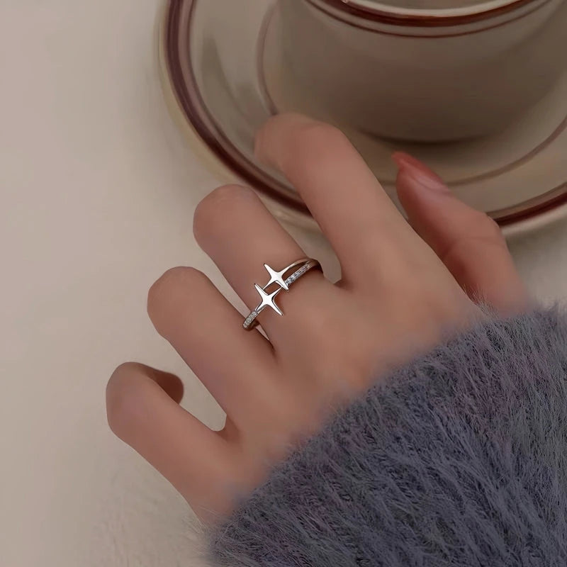 Close-up view of the gemstone and setting of the Star Diamond Ring