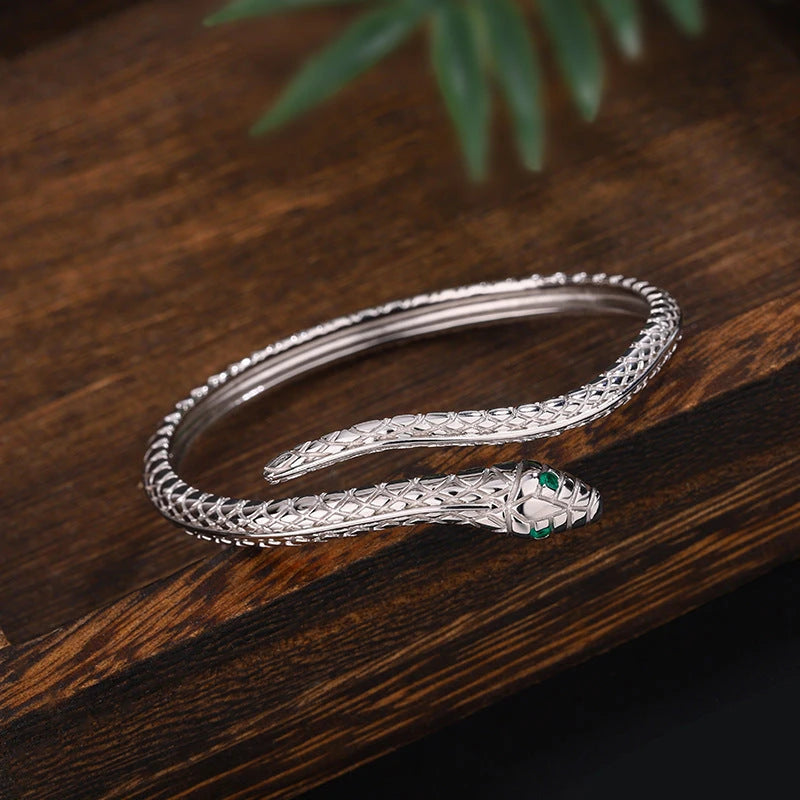 Full view of the elegant Sterling Silver Adjustable Snake Bracelet