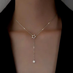 Sterling Silver Adjustable Star Tassel Necklace - beautiful Star Tassel Necklace