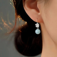 Sterling Silver Amazonite Flower Earrings - elegant Flower Threader Earrings