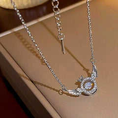 Sterling Silver Angel Wings Necklace worn to showcase its length and pendant detail