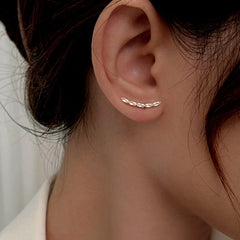 Sterling Silver Arc-Shaped Diamond Stud Earrings - elegant Arc Stud Earrings