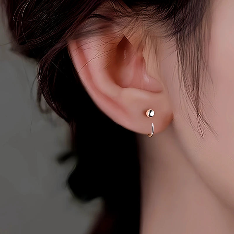 Close-up detail of the sparkling zircons and plating on the Bean Ear Hooks