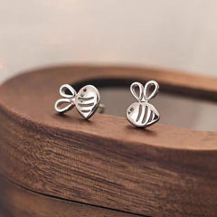 Angled view of the Sterling Silver Bee Stud Earring