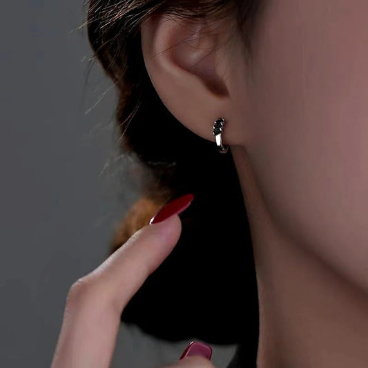 Sterling Silver Black Cube Hoop Earrings - elegant Black Cube Hoops