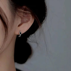 Sterling Silver Black Heart Hoop Earrings - elegant Black Heart Hoops