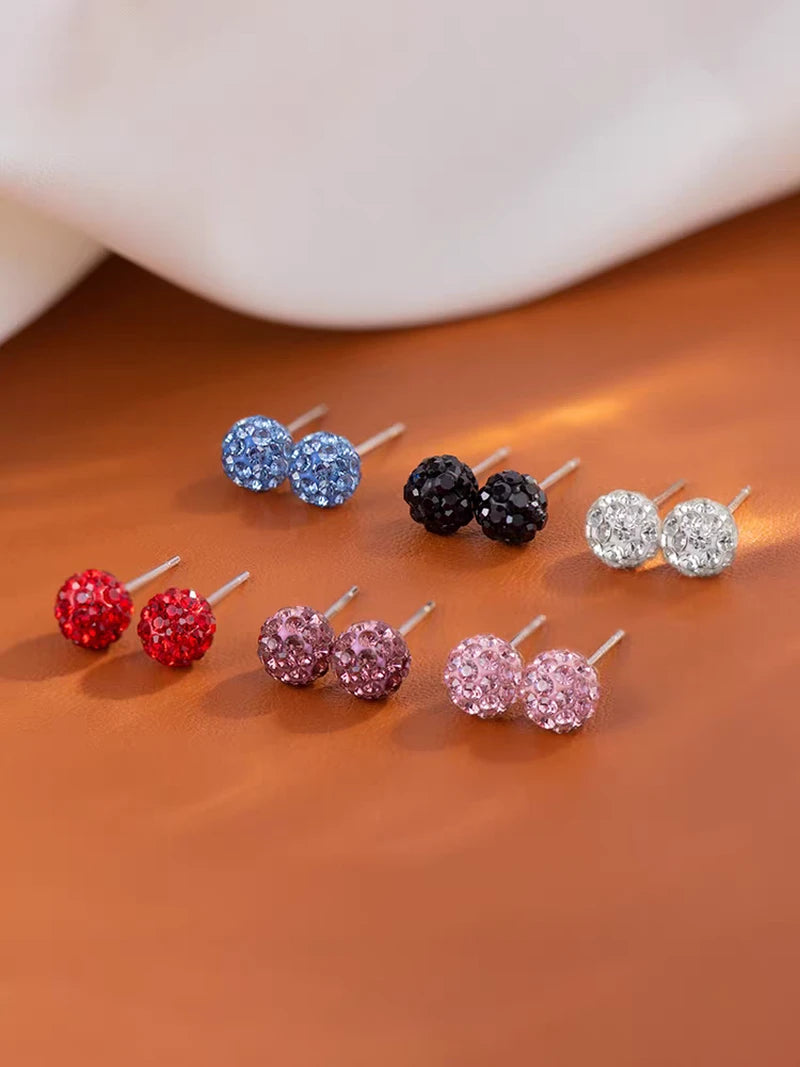 Sterling Silver Bling Diamond Ball Stud Earrings - elegant Diamond Ball Studs