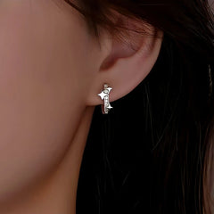 Sterling Silver Bling Star Hoop Earrings - elegant Star Hoop Earrings