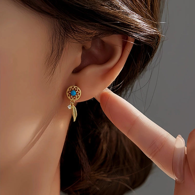 Sterling Silver Blue Bead Earrings - elegant Blue Bead Earrings