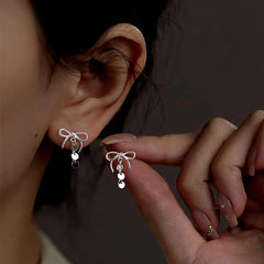 Sterling Silver Bow Tassel Earrings - elegant Bow Tassel Earrings