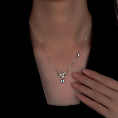 Close-up of the pendant and clasp on the Butterfly Moonstone Necklace