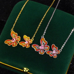 Sterling Silver Butterfly Necklace worn to showcase its length and pendant detail