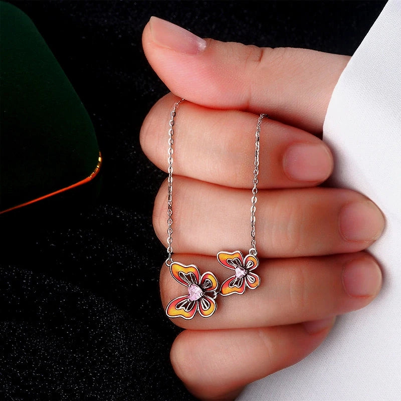 Close-up of the pendant and clasp on the Butterfly Necklace