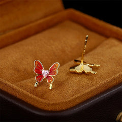 Angled view of the Sterling Silver Butterfly Stud Earrings