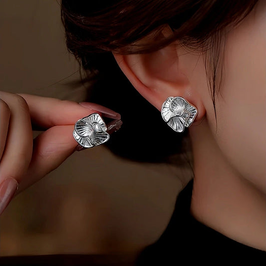 Sterling Silver Camellia Stud Earrings - elegant Camellia Stud Earrings