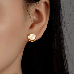 Angled view of the Sterling Silver Cat's Eye Stud Earrings