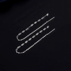 Close-up detail of the sparkling zircons and plating on the Chain Threader Earrings