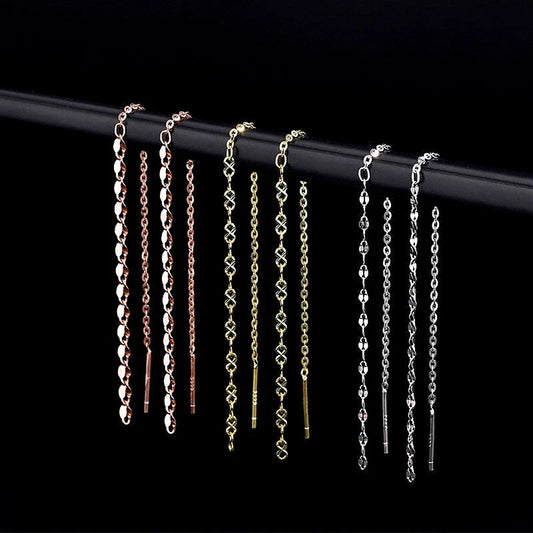 Sterling Silver Chain Thrreader Earrings - elegant Chain Threader Earrings