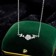 Sterling Silver Cherry Blossom Necklace worn to showcase its length and pendant detail