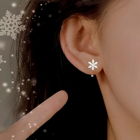 Sterling Silver Christmas Snowflake Earrings - elegant Snowflake Earrings