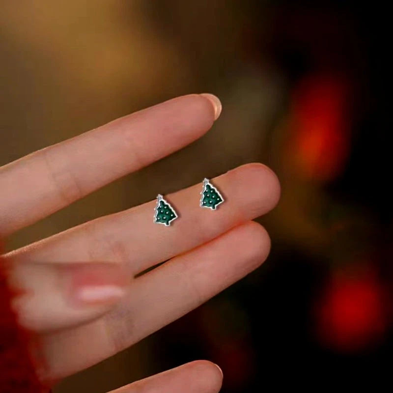 Close-up detail of the sparkling zircons and plating on the Christmas Tree Studs