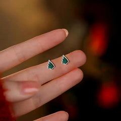 Close-up detail of the sparkling zircons and plating on the Christmas Tree Studs