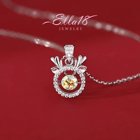 Sterling Silver Christmas Zodiac Dragon Diamond Necklace worn to showcase its length and pendant detail