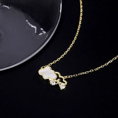 Detailed view of the Sterling Silver Cloud Rain Drop Necklace chain and pendant