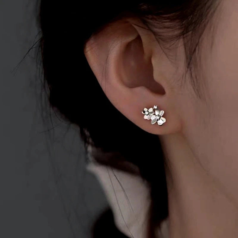 Sterling Silver Clover Stud Earrings - elegant Clover Stud Earrings