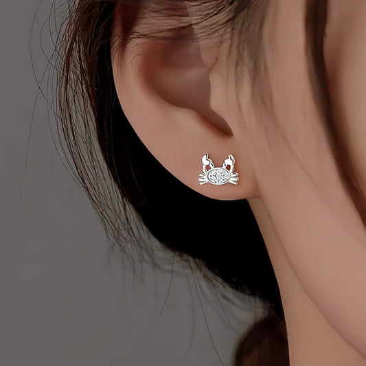 Sterling Silver Crab Stud Earrings - elegant Crab Stud Earrings