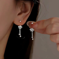 Sterling Silver Crown Tassel Screw Earrings - elegant Crown Tassel Earrings