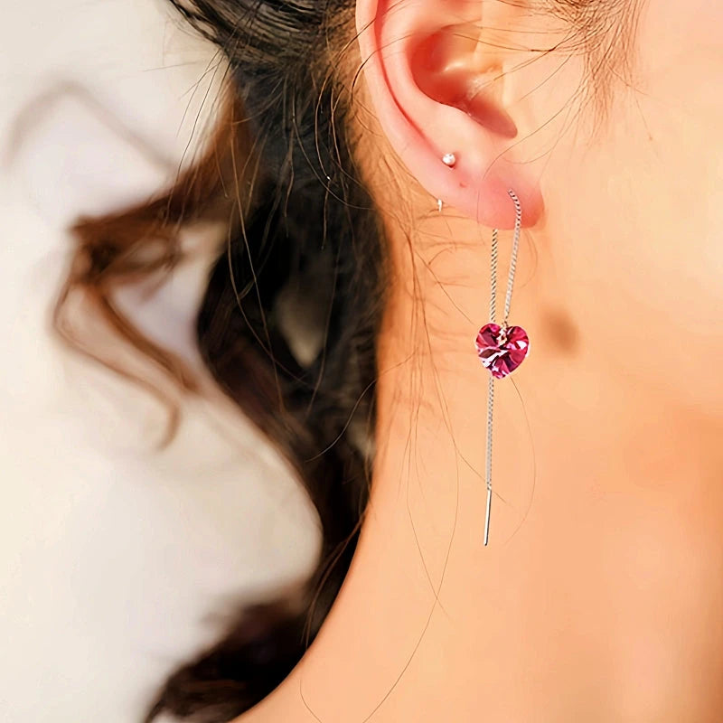 Close-up detail of the sparkling zircons and plating on the Crystal Heart Threaders