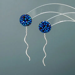 Sterling Silver Crystal Wavy Line Threader Earrings - elegant Wavy Line Threaders