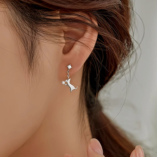 Sterling Silver Cute Kitten Earrings - elegant Cute Kitten Earrings