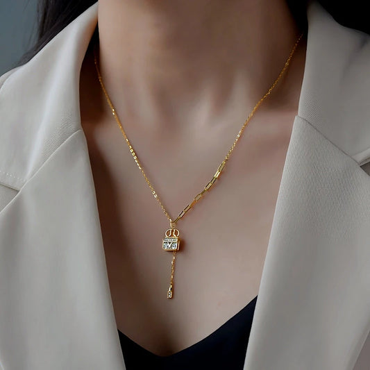 Sterling Silver Diamond-Studded Bag Necklace - beautiful Gourd Necklace