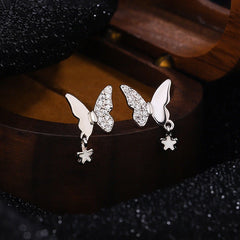 Close-up detail of the sparkling zircons and plating on the Diamond Butterfly Earrings