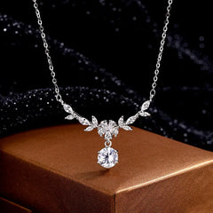 Sterling Silver Diamond Cherry Blossom Necklace worn to showcase its length and pendant detail