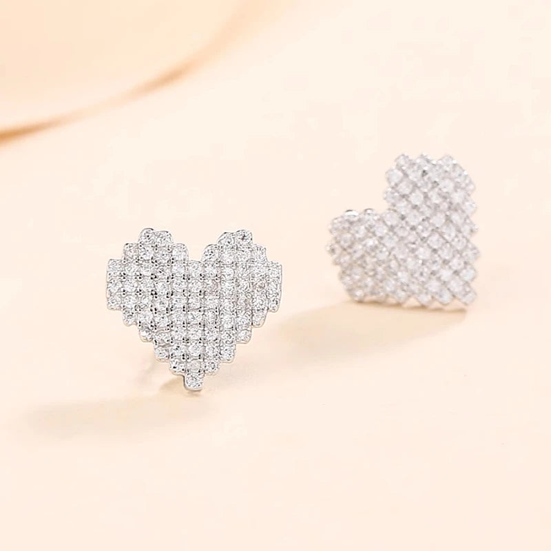 Sterling Silver Diamond Heart Stud Earrings - elegant Dragonfly Necklace