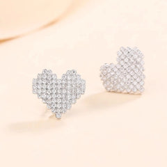 Sterling Silver Diamond Heart Stud Earrings - elegant Dragonfly Necklace