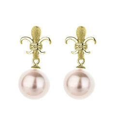 Angled view of the Sterling Silver Diamond Iris Imitation Pearl Earrings