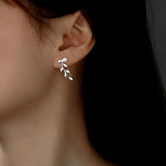 Sterling Silver Diamond Olive Branch Earrings - elegant Four-Leaf Clover Bracelet